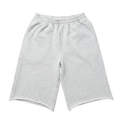 Light gray heathered sweat shorts with an elastic waistband, displayed flat against a solid white background.
