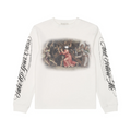 WHITE CROSS THERMAL long sleeve shirt featuring a classic artwork print on the front and artistic text on the sleeves.